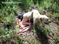 Insatiable floozy adores banging with her dog in the forest